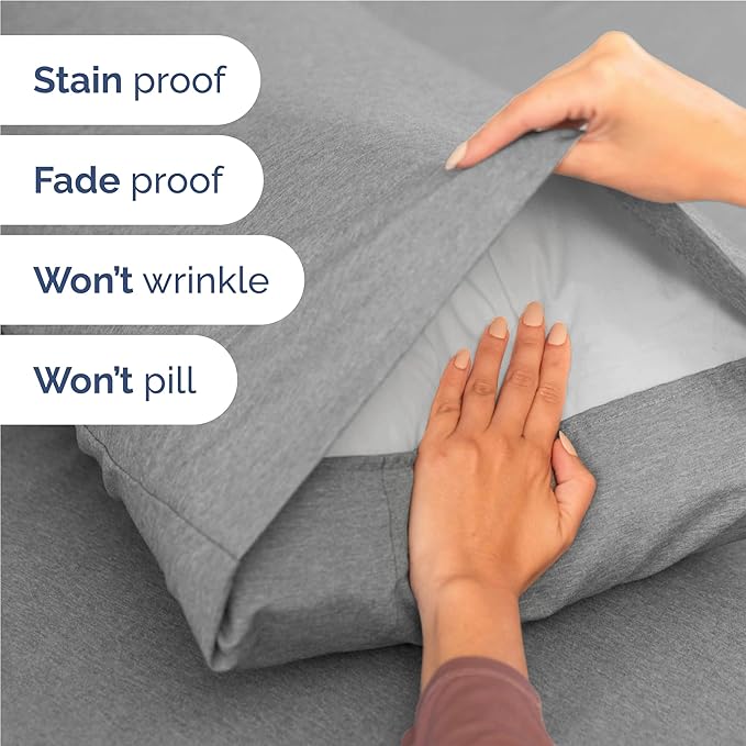 Full 6 Piece Sheet Set - Comfy Breathable & Cooling - Soft Hotel Luxury Bedding Set with 8-16 Inch Deep Pockets - 1 Flat & 1 Fitted Sheet & 4 Pillowcases - Wrinkle Free & Easy Care - Heathered Grey