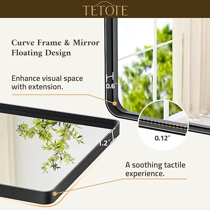 TETOTE Black Bathroom Mirror 24 x 30 Matte Black Metal Framed Vanity Mirror, Tempered Glass, Wall Mounted for Bathroom, Entryway, Bedroom, Living Room(Horizontal/Vertical)