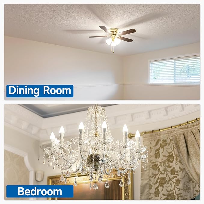 SHINESTAR E12 LED Candelabra Light Bulbs 40 Watt Equivalent, 5000K Daylight White 550 Lumen Chandelier Bulb, 6W B11 Candle Small Base Ceiling Fan Light Bulbs, Non-Dimmable, Pack of 3