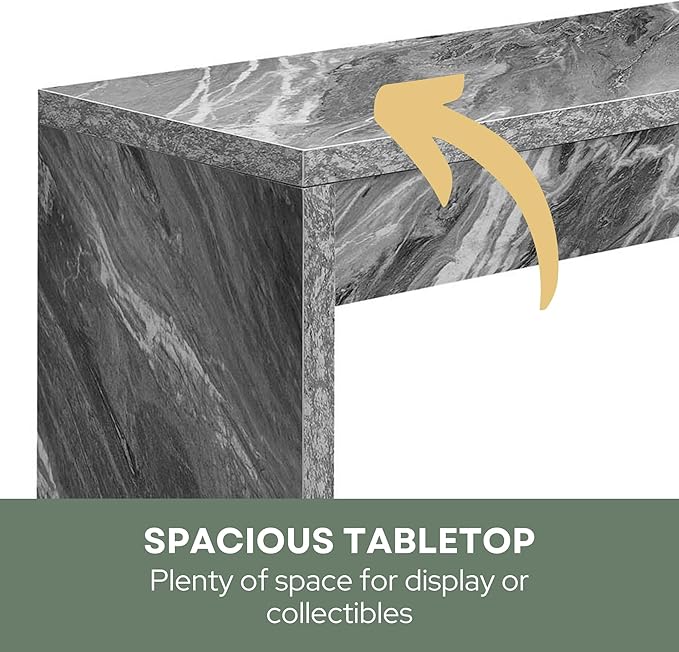 Convenience Concepts Northfield Hall Console Table 48" - Modern, Minimalist Narrow Sofa Display Accent for Contemporary Living Room, Entryway, or Hallway, Gray Faux Marble