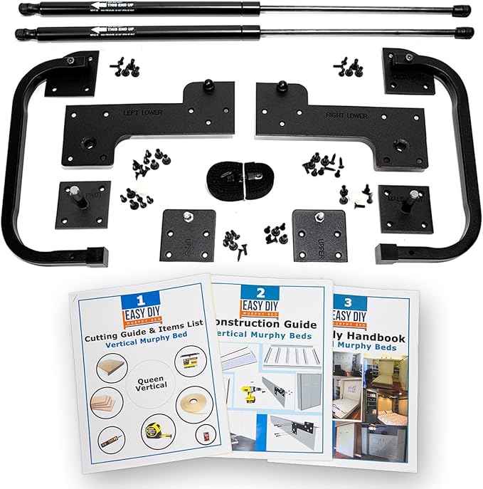 Full Size DIY Murphy Bed Hardware Kit – Vertical Wall Bed for Space-Saving - Budget-Friendly DIY Setup - Made in USA - Hide Away Design with Full Murphy Bed Hardware - Bed Lift Mechanism - Pull Down