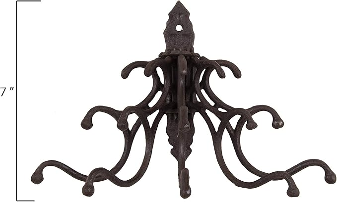 Creative Co-Op Antique Cast Iron Wall Hooks in Rust Finish
