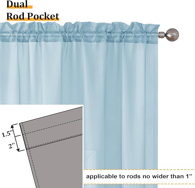 Aiyufeng 2 Pack: Basic Sky Blue Sheer Curtain Drapes 84 Inch Length 2 Panels for Living Room, Light Filtering Voile Drapes for Bedroom, Patio, Sliding Door, Each 40" W x 84" L