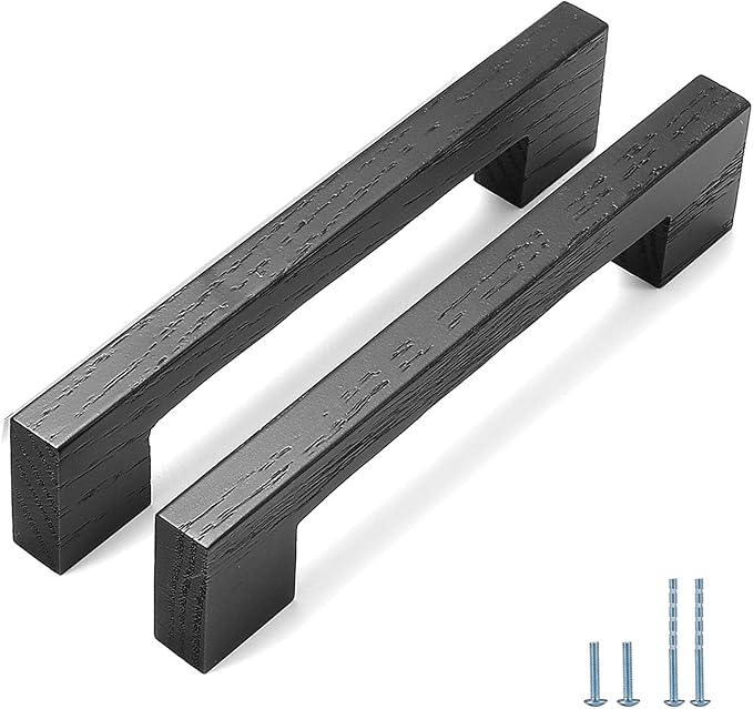 Black Square 5 in 2 pcs Wooden Drawer Pulls Handle pulls for cabinets Kitchen Cabinet Drawer pulls Cabinet Door Pull