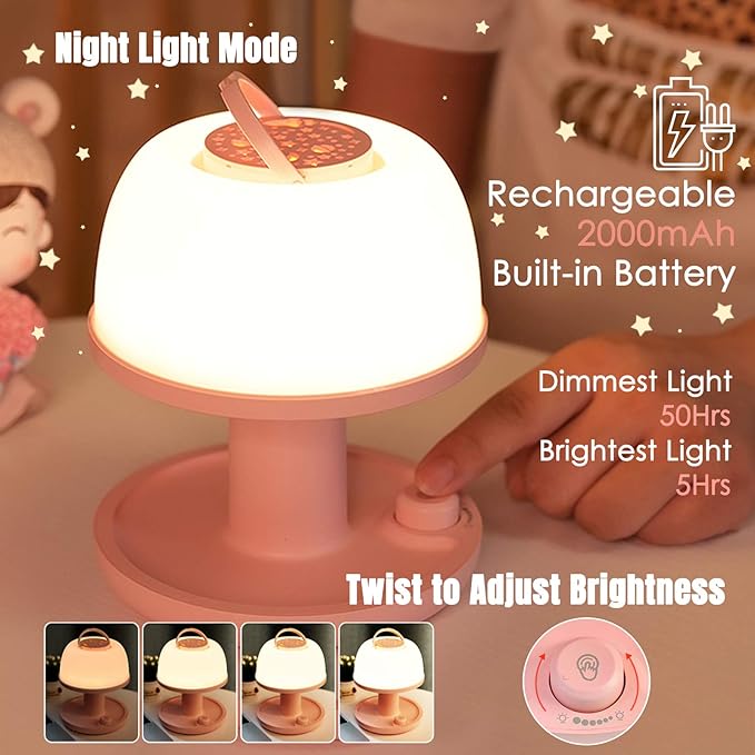 LICKLIP Toddler Night Light Lamp, Dimmable LED Bedside Lamp with Star Projector, Kids Lights Timer Design & Color Changing, Portable Rechargeable Cute Gifts for Children Bedroom