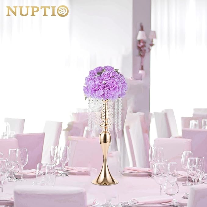 NUPTIO Flower Ball Arrangement Bouquet: 10 Pcs 11.8 inch Diameter Light Purple Rose Fake Flowers Balls for Wedding Centerpiece Decorations Artificial Flower Centerpieces for Tables