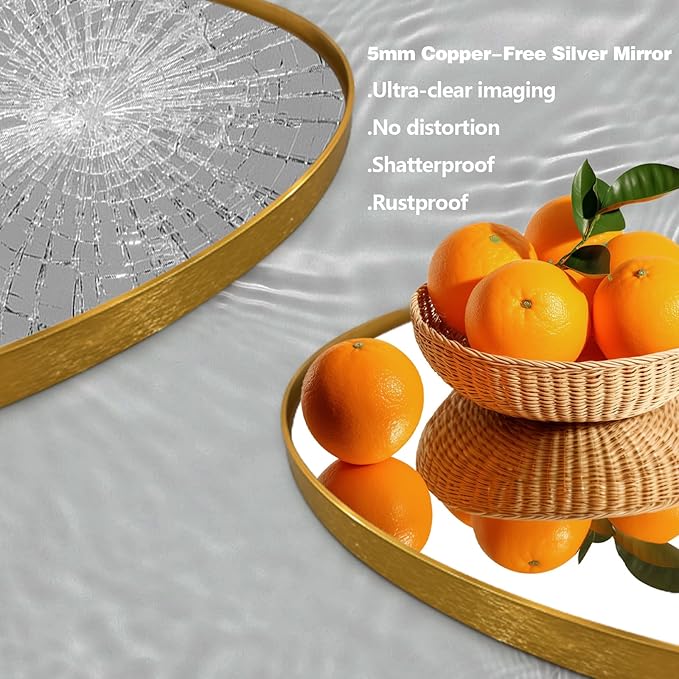 Niccy Round Led Mirror for Bathroom, 24" Backlit Mirror for Wall Circle Lighted Mirror with Gold Frame Anti-Fog, 3 Colors, HD Glass and IP65 Waterproof