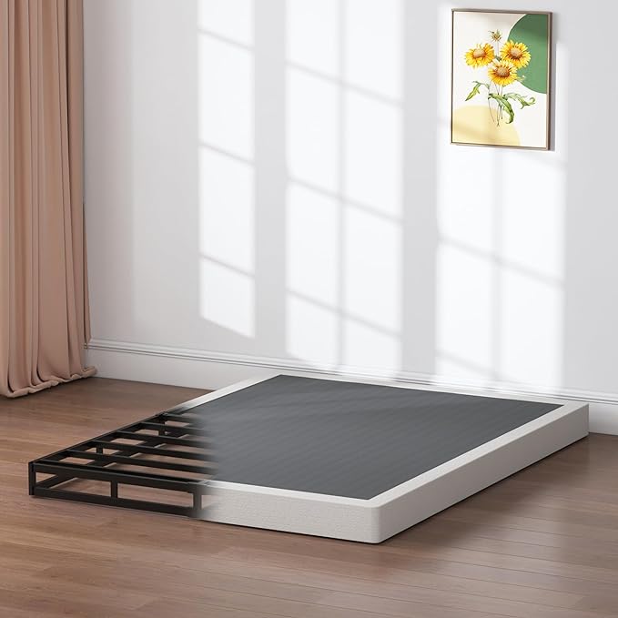 Box Spring Full - 3 Inch Heavy Duty Low Profile Metal Box Springs for Full Bed, Mattress Foundation, Easy Assembly,Easy Clean Cover