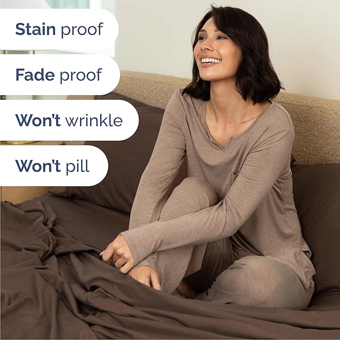 Queen 6 Piece Sheet Set - Comfy Breathable & Cooling - Ultra Soft Hotel Luxury Bedding Set w/ 8-16 Inch Deep Pockets - 1 Flat & 1 Fitted Sheet & 4 Pillowcases - Cozy, Wrinkle Free & Easy Care - Brown