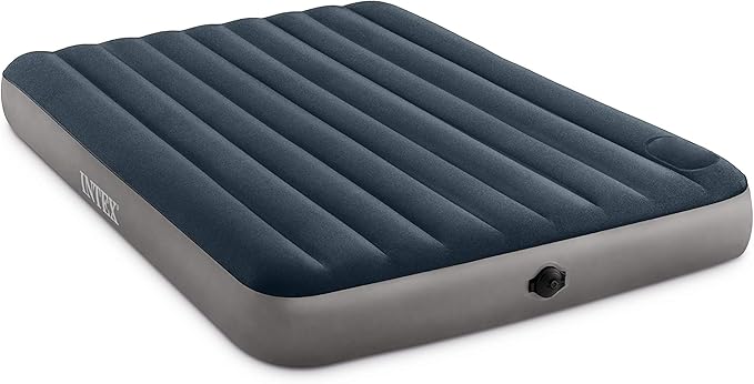 Intex 64783E Dura-Beam Standard Single-High Air Mattress: Fiber-Tech – Queen Size – 2-Step Pump – 10in Bed Height – 600lb Weight Capacity