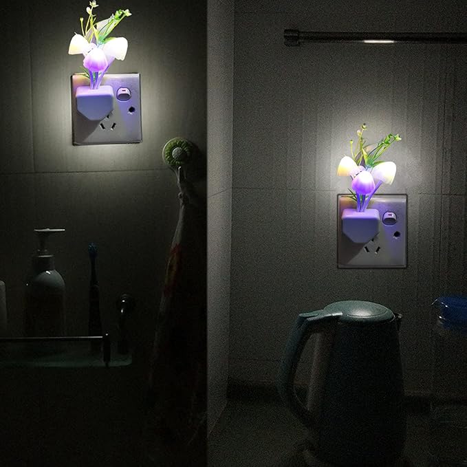 Sensor Led Night Light, Color Changing Plug-in LED Mushroom Light Dream Bed Lamp Cute NightLight Sweet Night Lights for Kids Adults