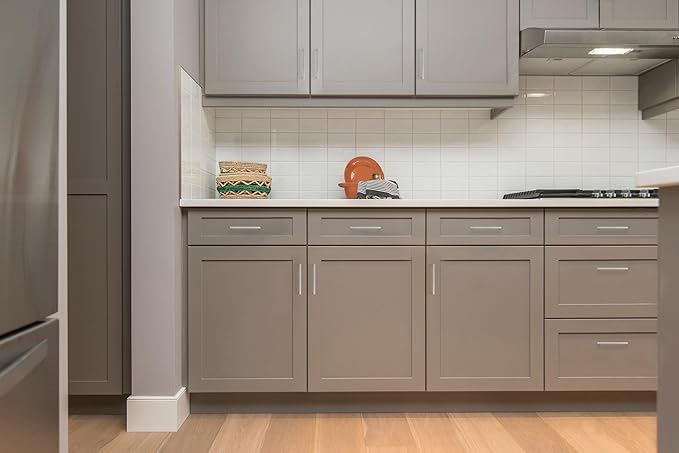 Ravinte 20 Pack Solid 5 Inch Center to Center Slim Square Bar Drawer Handles - Cabinet Hardware Brushed Nickel Pulls for Kitchen and Drawers