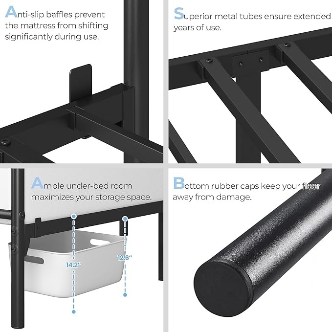 Yaheetech Full Size Metal Platform Bed Frame with Simple Headboard and Footboard, Mattress Foundation for Under Bed Storage, Steel Slat Support, No Box Spring Needed, Easy Assembly, Black