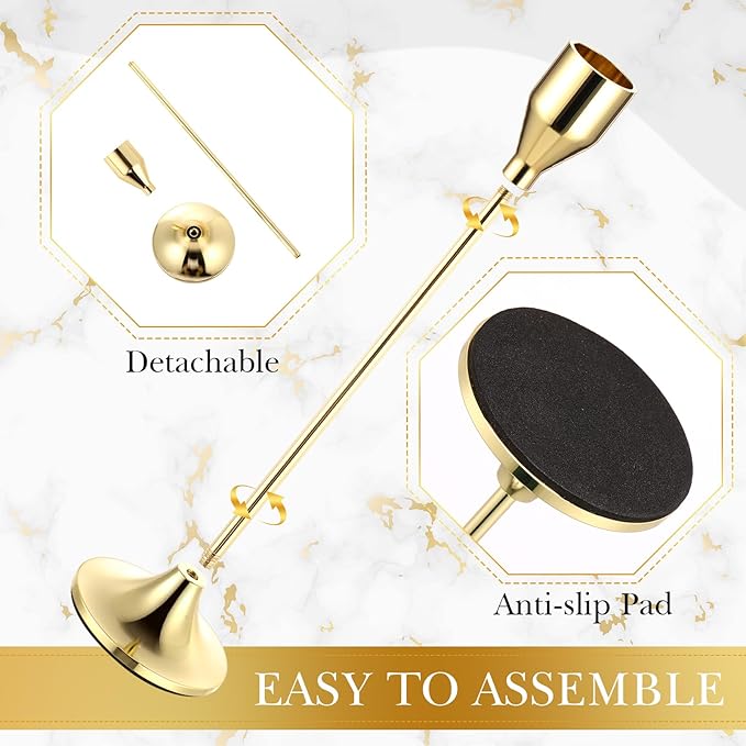 Mumufy 30 Pcs Candle Holders Taper Candlestick Metal Tall Candle Holders Table Centerpieces for Wedding Party Home Decorations, Fits 3/4'' Thick(Imitation Gold)