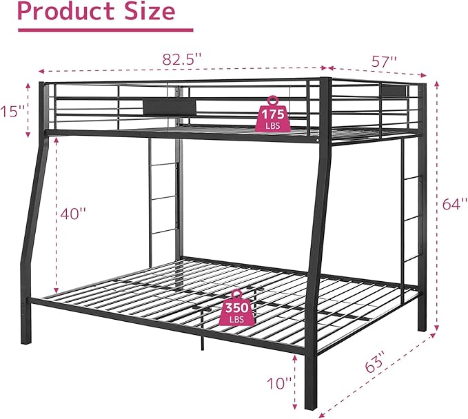 Acme Limbra Metal Frame Full XL Over Queen Bunk Bed with Ladder in Sandy Black