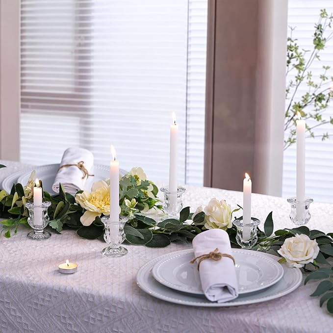 Letine Candlestick Holders Set of 12-2.5" H Taper Candle Holders Bulk - Clear Glass Candle Holder for Rustic Wedding Centerpiece Table Decorations, Halloween & Thanksgiving Decorations Indoor