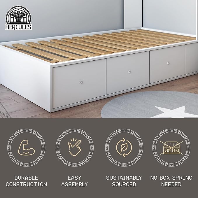 Hercules Xtreme Heavy-Duty Solid Pine Wood Platform Bed Support Slats, King Size - Mattress Support, No Box Spring or Bunkie Board Needed, Easy Assembly