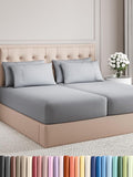 Split King Sheets Set 7 Piece - Includes 4 Pillowcases - Bed Sheets Split King - Soft Hotel Luxury Bedding - Cooling and Breathable - 1 Flat & 2 Fitted & 4 Pillowcases w/ Deep Pockets - Steel Blue
