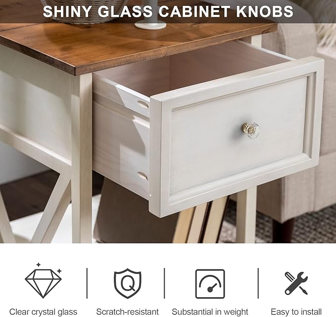 Alzassbg 6 Pack Clear Crystal with Polished Brass Cabinet Knobs, 1-3/8 Inch(35mm) Cabinet Hardware Octagon Glass Crystal Knobs for Drawers AL1021BG