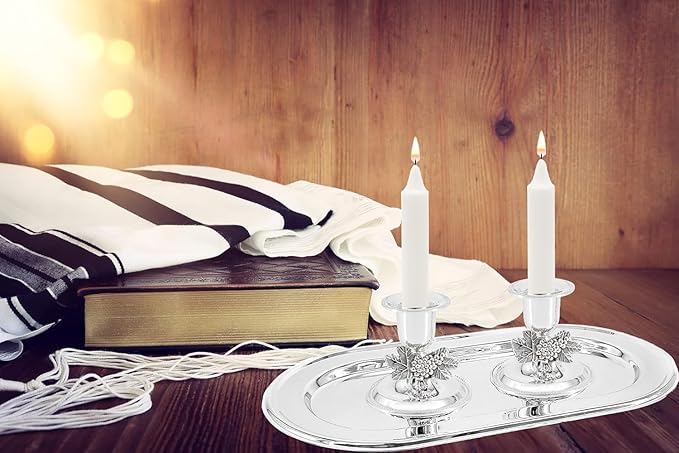The Dreidel Company Shabbat Candlesticks Candle Holders Silver Plated, 2 Candlesticks Set (12 Sets)