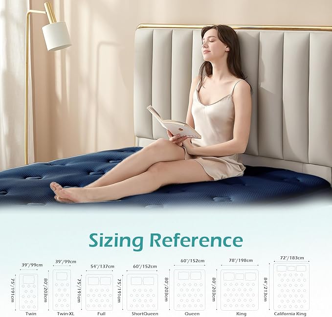 Hansleep King Mattress Topper Viscose Derived from Bamboo, Memory Foam Pillow Top Mattress Topper King with Deep Pocket, Breathable Mattress Pad for Back Pain Relief, 78" x 80", Navy Blue