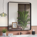 ISKM 32"x 36" Black Bathroom Mirror for Wall, Bathroom Vanity Mirror Anti-Rust, Tempered Glass, Rounded Rectangle Mirror(Horizontal/Vertical)
