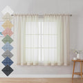 Aiyufeng Faux Linen Sheer Curtains 45 Inch Length 2 Panels, Short Linen Curtains for Kitchen, Small Window Curtains Window Treatment Privacy with Light Filtering for Cafe/Bathroom, Each 30Wx45L Inch