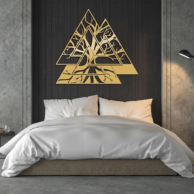 Veplsur Tree of Life Metal Wall Art, Norse Viking Decor, Pagan Wall Decor, Scandinavian Home Decor, Godly Home Decor (Silver, 19"x19")