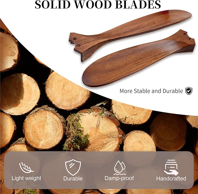 Obabala Ceiling Fans with Lights and Remote, 60inch Outdoor Ceiling Fan 3 Solid Wood Blades Fan with 3 Downrods for Patios, Modern Ceiling Fan with Noiseless Reversible DC Motor (Solid Wood, 60in)