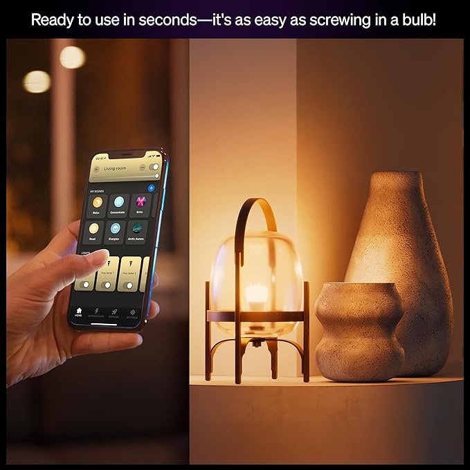 Philips Hue Smart LED A19 Bulb, White & Color Ambiance, E26 Base, 7.2W, Full Spectrum Light 1000K-20000K, 810 Lumens, Dimmable, Works with Alexa, Google, & Apple Home,1pk
