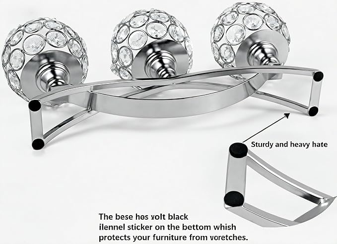 Silver Crystal Candle Holders Decorative Candelabra, Metal 3 Arm Candlesticks Holder Centerpieces for Wedding Party Baby Shower Dining Room Coffee Table Decor candelabros para centros de mesa