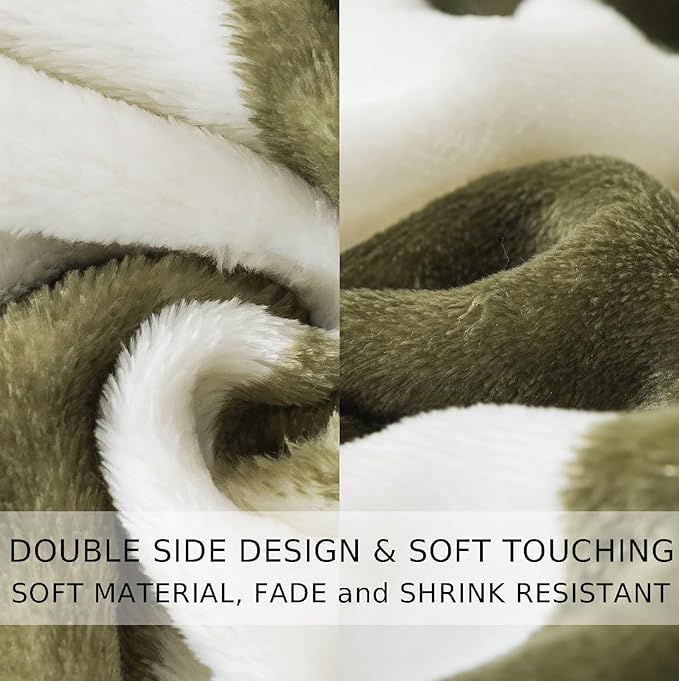 Checkered Throw Blanket, 50x60 Inches Travel Size Sage Green Microfiber Soft Cozy Fluffy Warm Hand Made Throw Blankets for Couch, Sofa, Chair, Bed, Camping, Picnic,Sage Green
