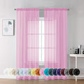 Chyhomenyc Pink Sheer Curtains 72 Inch Length 2 Panels, Light Filtering Soft Airy Rod Pocket Voile Window Curtain Drapes for French Door Bedroom Living Room, Each 42Wx72L Inches