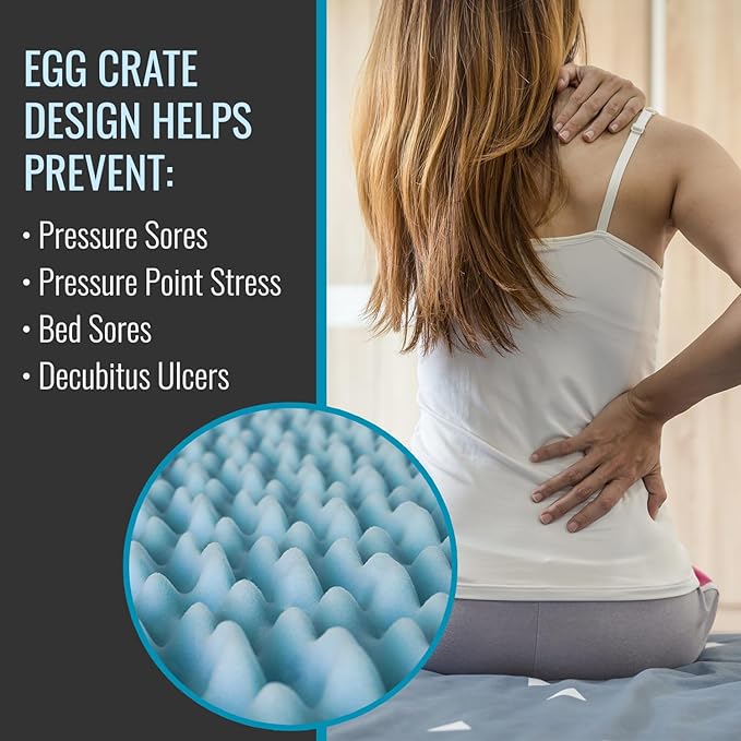 DMI Foam Mattress Topper, Egg Crate Foam Pad, Mattress Pad And Bed Topper For Support, Air Circulation, Pressure Relief And Weight Distribution, Queen Size Mattress, 56 x 78 x 2
