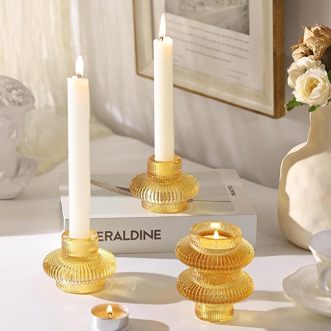 Candlestick Candle Holders 10 Pcs Candle Stick Holder Gold Taper Candle Holder Candle Stand for Wedding Party Thanksgiving Halloween Birthday Mantel Baby Shower Table Centerpieces Decor