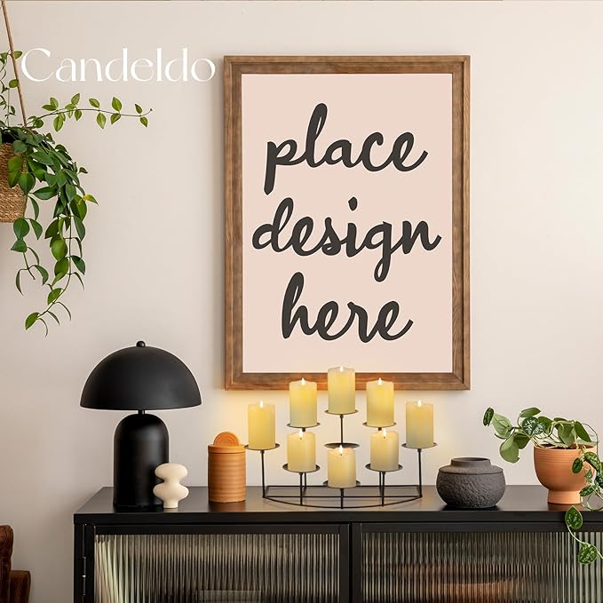 Candelabra Fireplace Candle Holder: Black Metal Pillar Candle Holders for Inside Fireplace Mantle Decor Floor Candelabras Table Centerpiece