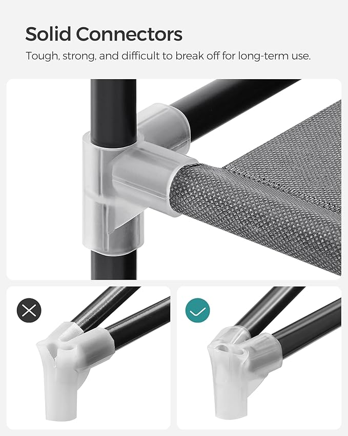 SONGMICS Portable Closet, Wardrobe Closet Organizer with Cover, 3 Hanging Rods and Shelves, 4 Side Pockets, 51.2 x 17.7 x 65.7 Inches, Large Capacity for Bedroom, Living Room, Ink Black URYG092B02