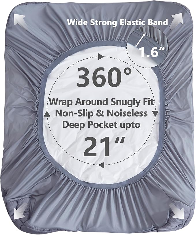 Queen Size Mattress Pad Waterproof, Pillow Top Cooling Mattress Topper Cover, Quilted Fitted Mattress Protector Washable, Deep Pocket 8-21" (60x80 inch, Grey)