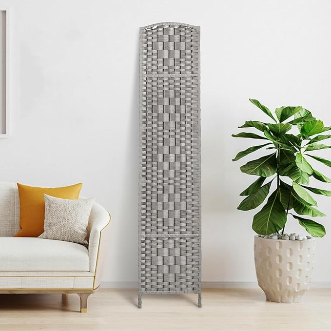 Rose Home Fashion 6 ft Tall Room Divider, Room Dividers and Folding Privacy Screens, 15.7in Privacy Screen 3 Panel Partition Temporary Wall Separation for Private, Stone Grey