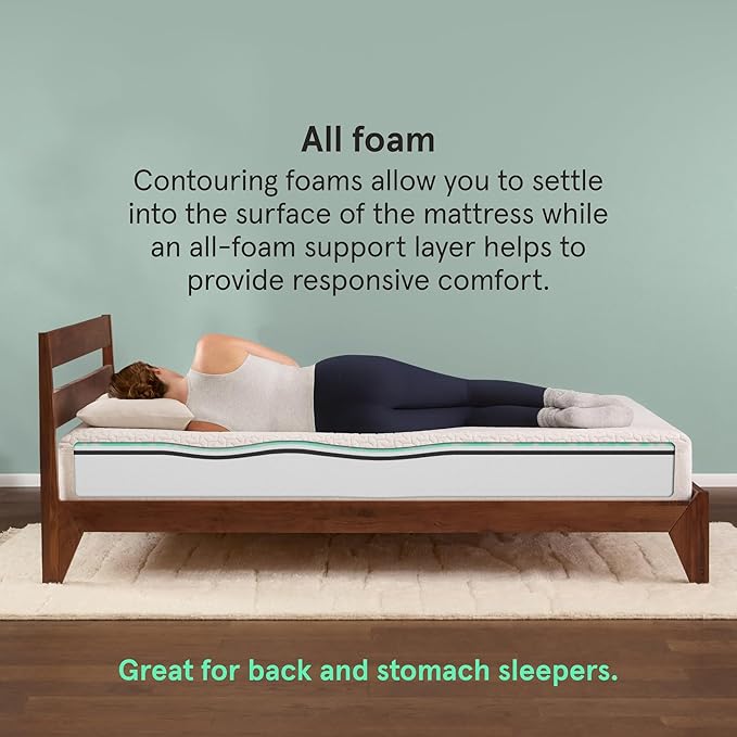 Kin By Tuft & Needle Medium Firm 10" Twin Adaptive Foam Mattress in a Box, Cooling Pressure Relief, Balanced Support, 100 Night Trial, Fiberglass-Free, CertiPUR-US, 10-Year Limited Warranty