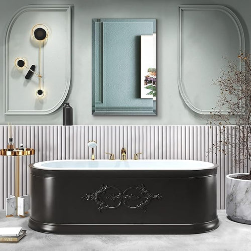 24"x36" Frameless Rectangle Wall Mirror with 1 inch Beveled Edge for Bathroom Vanity