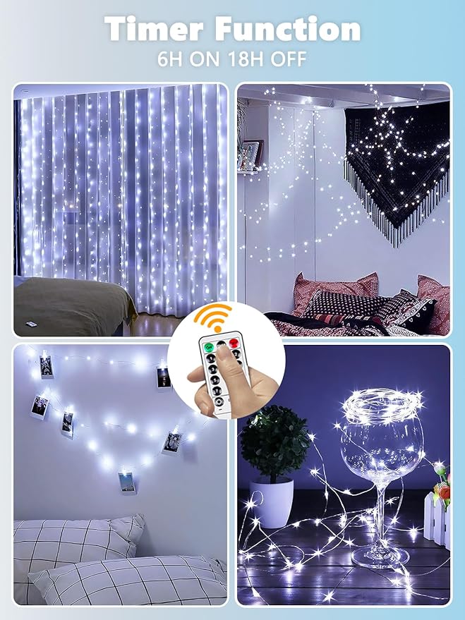 4 Pack Fairy Lights Battery Operated with Remote Control Timer, 26 FT 80 LED String Lights Outdoor Indoor, 8 Mode Twinkle Lights for Christmas Party Wedding Birthday Bedroom Décor (Cool White)