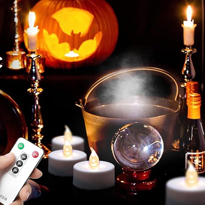 Tea Light Candles with Remote Control,Flickering Flameless LED Candle,Long Lasting 400+Hours,Battery Operated,with Timer for Home Decoration Seasonal &Festival Celebration WarmWhite (50pcs)