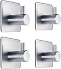 Adhesive Towel Hooks Heavy Duty Wall Hooks Waterproof Stainless Steel Hanger for Hanging Coat, Hat, Towel Robe Hook Rack Wall Mount- Bathroom and Bedroom 4-Packs