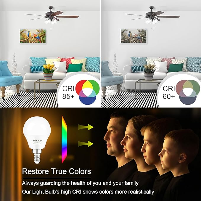comzler Ceiling Fan Light Bulbs Candelabra LED Bulbs - 60 watt Equivalent, 4000K Cool White Candelabra E12 Base A15 Shape Light Bulbs for Ceiling Fan,600lm,Non-Dimmable, Pack of 6