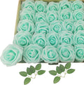 Artificial Rose Flowers 25pcs, Cyan Foam Fake Rose Faux Flower for Wedding Bouquets Bridal Shower Centerpieces Floral Arrangements Home Decorations Party Backdrops Table