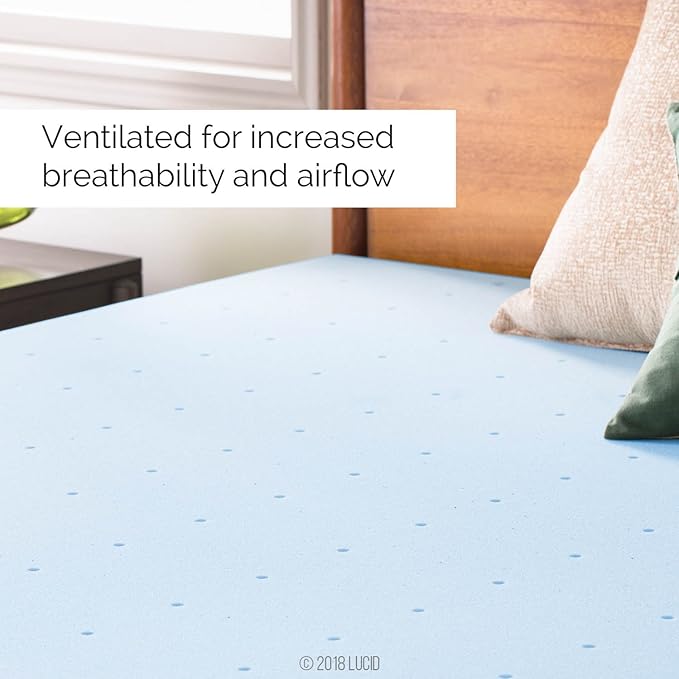 LUCID 2-Inch Ventilated Gel Infused Memory Foam Mattress Topper - Twin XL