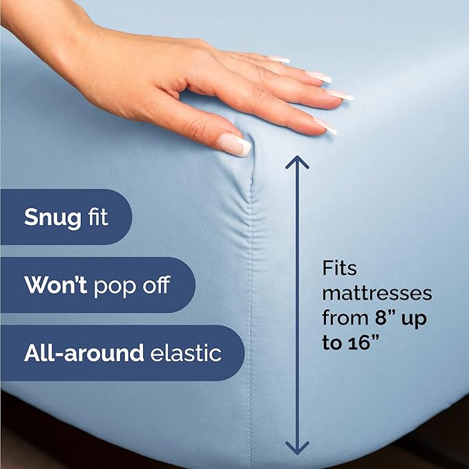 Twin 4 Piece Sheet Set - Comfy Breathable & Cooling - Ultra-Soft Hotel Luxury Bedding Set with 8-16 Inch Deep Pockets - 1 Flat & 1 Fitted Sheet & 2 Pillowcases - Wrinkle Free & Easy Care - Baby Blue