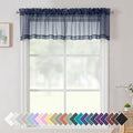 Aiyufeng 2 Panels Navy Blue Sheer Valance 14 Inches Long, Short Sheer Curtain Valances for Small Windows Semi Sheer Navy Valances for Kitchen Window, Dual Rod Pocket (Navy Blue, 40 by 14 Inches Long)