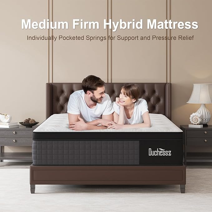 King Mattress, 14 Inch Hybrid Mattresses Eurotop with Gel Memory Foam,Motion Isolation Individually Wrapped Pocket Coils Breathable Comfort Soft Pressure Relief 100 Night Trial